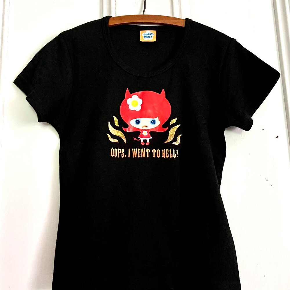 SUPER RARE! "OOPS, I WENT TO HELL" OOPSY DAISY, Cosmic Debris t-shirt, 2001